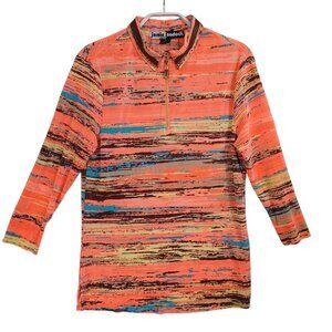 Jamie Sadock Top Long Sleeve Golf Shirt 1/4 Zip Crinkle Fabric Womens Small